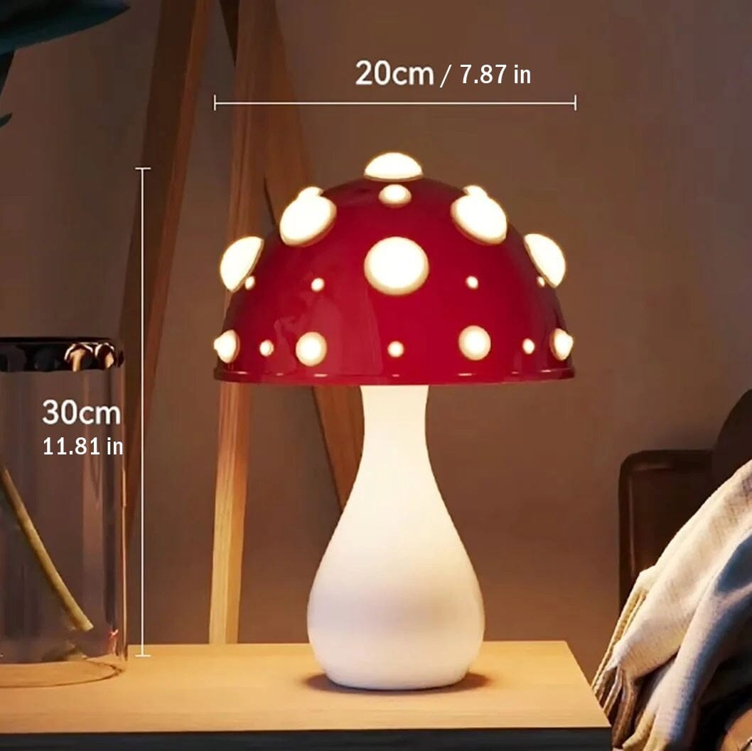 Solid Wood Mushroom Table Lamp – LED Bedside & Desk Light