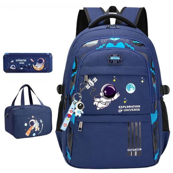 Astronaut Orthopedic Backpack Set – Waterproof Kids’ School Backpack with Lunch Bag, Pencil Case & Keychain