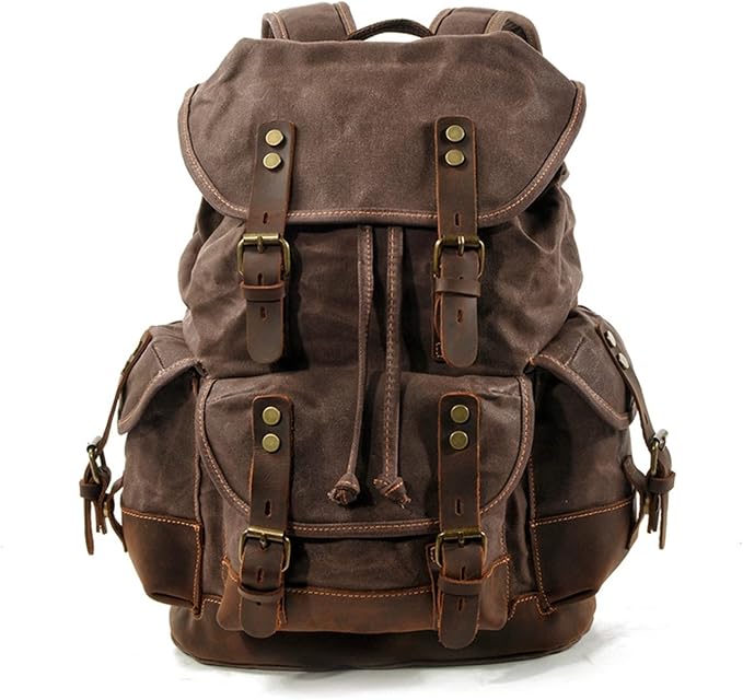 Vintage Men’s Canvas Backpack – Large Capacity for Travel and Outdoor Activities