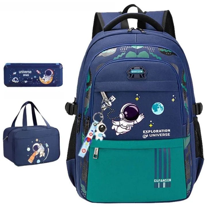 Astronaut Orthopedic Backpack Set – Waterproof Kids’ School Backpack with Lunch Bag, Pencil Case & Keychain