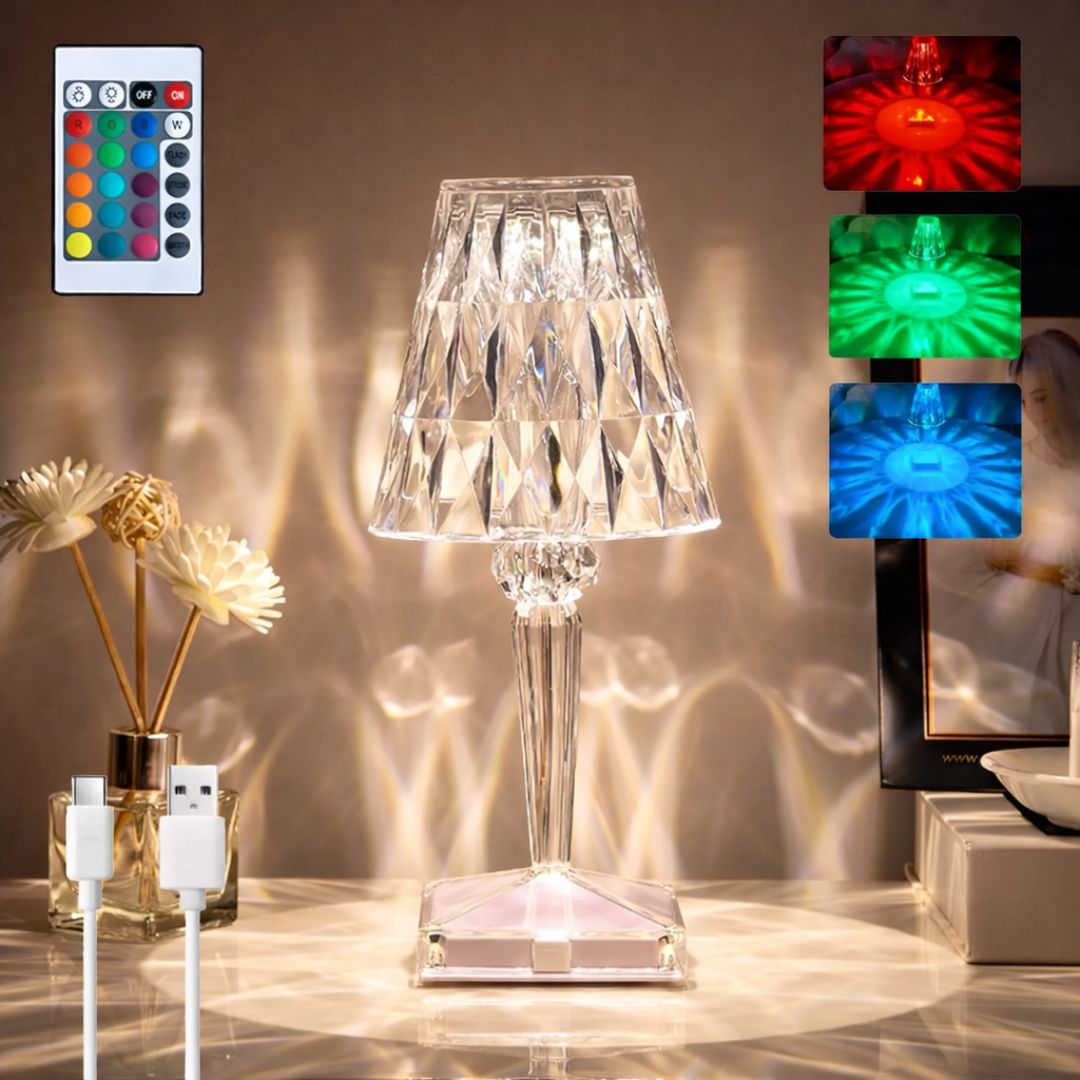 Vintage Crystal Touch LED Table Lamp – 16 Colours Wireless