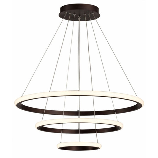 Triple Circular LED Pendant Light for Dining Room – Modern Hanging Chandelier
