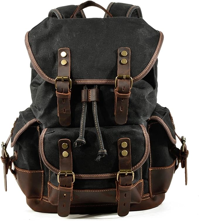 Vintage Men’s Canvas Backpack – Large Capacity for Travel and Outdoor Activities