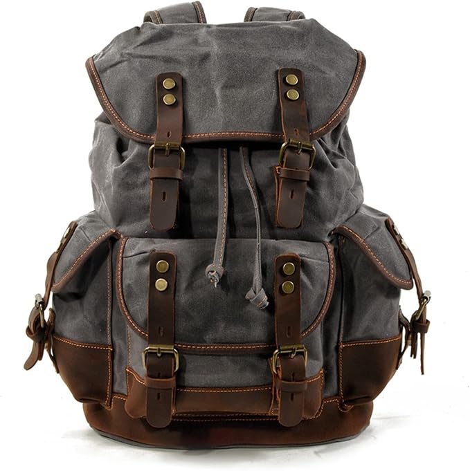 Vintage Men’s Canvas Backpack – Large Capacity for Travel and Outdoor Activities