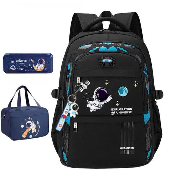 Astronaut Orthopedic Backpack Set – Waterproof Kids’ School Backpack with Lunch Bag, Pencil Case & Keychain