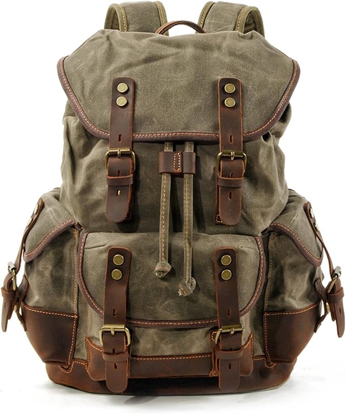 Vintage Men’s Canvas Backpack – Large Capacity for Travel and Outdoor Activities
