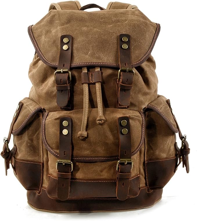 Vintage Men’s Canvas Backpack – Large Capacity for Travel and Outdoor Activities