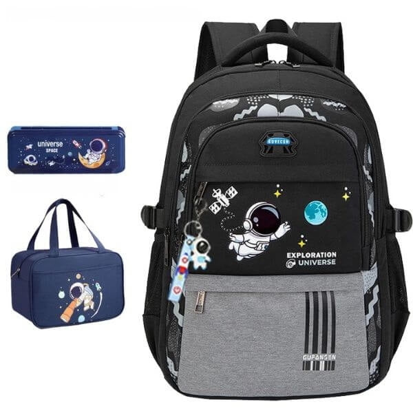 Astronaut Orthopedic Backpack Set – Waterproof Kids’ School Backpack with Lunch Bag, Pencil Case & Keychain