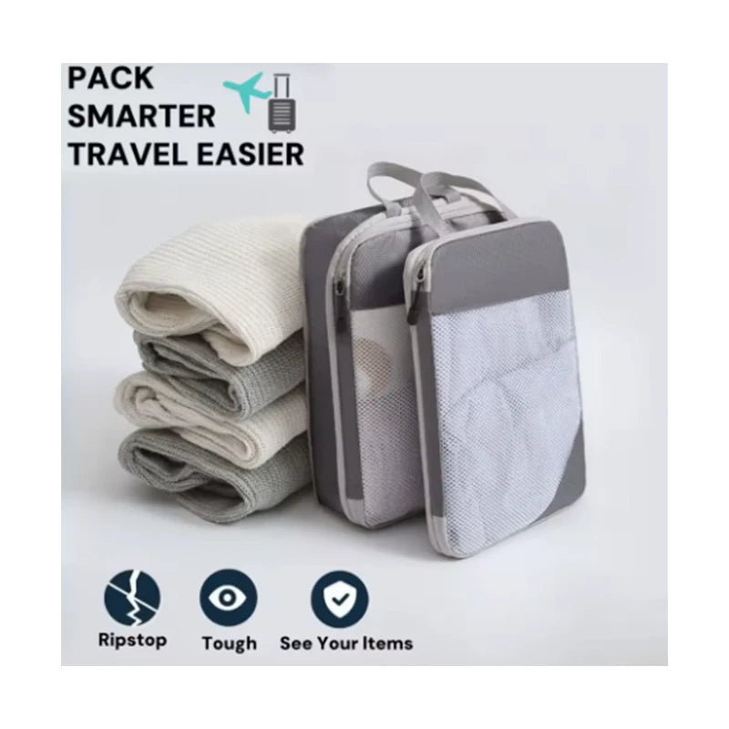 3-Piece Compression Packing Cubes | Waterproof Suitcase Organizers