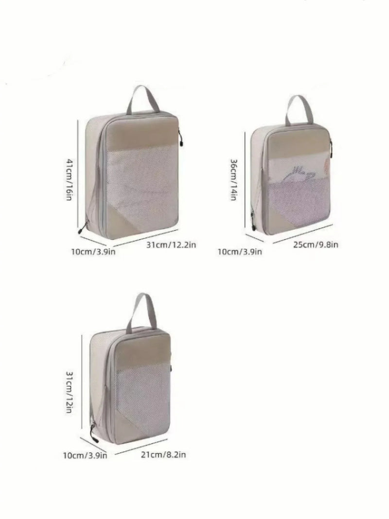 3-Piece Compression Packing Cubes | Waterproof Suitcase Organizers