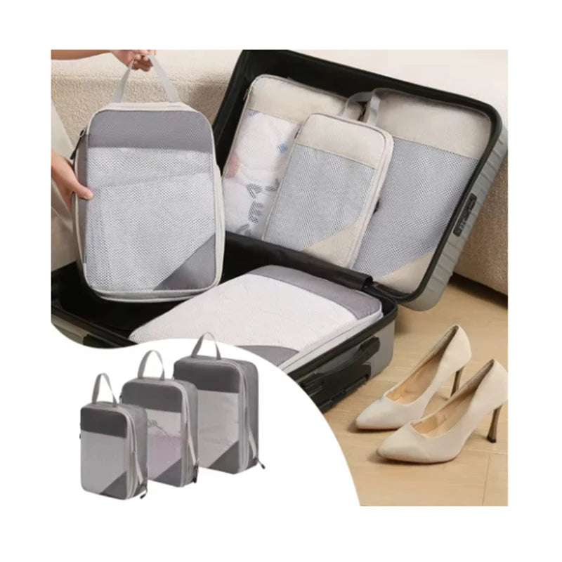 3-Piece Compression Packing Cubes | Waterproof Suitcase Organizers