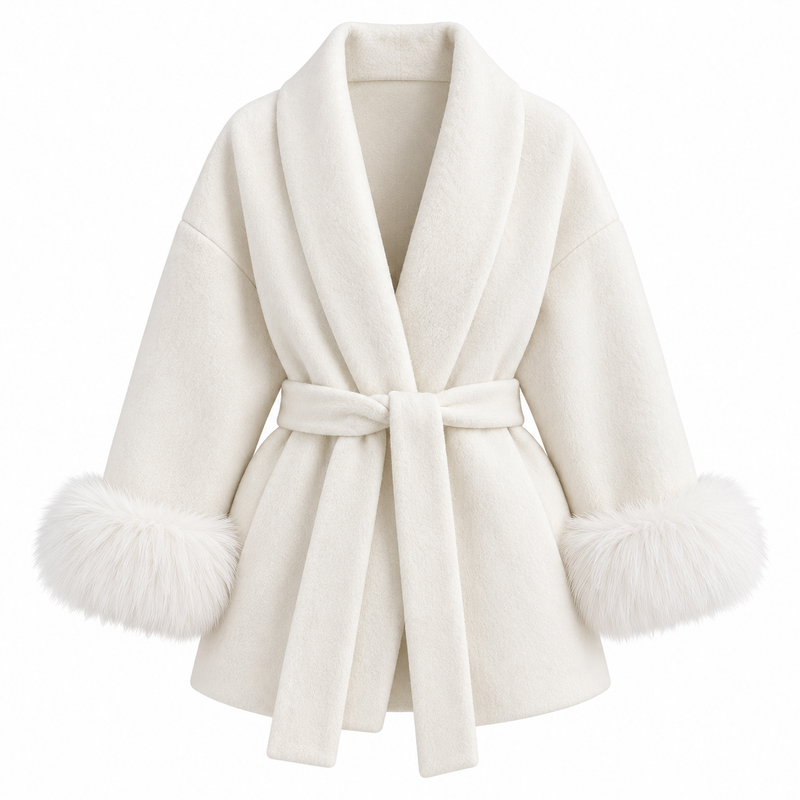 Luxe Fox Fur Wool Overcoat