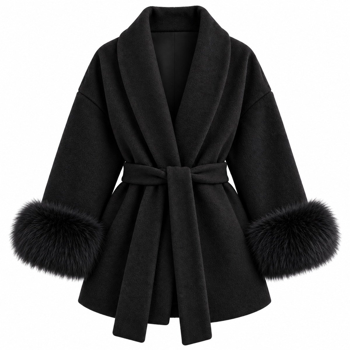 Luxe Fox Fur Wool Overcoat