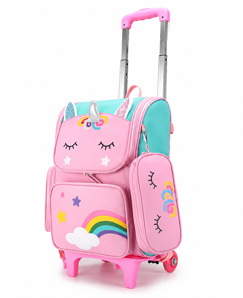 Unicorn Wheeled Backpack With Wheels Rolling For Kids