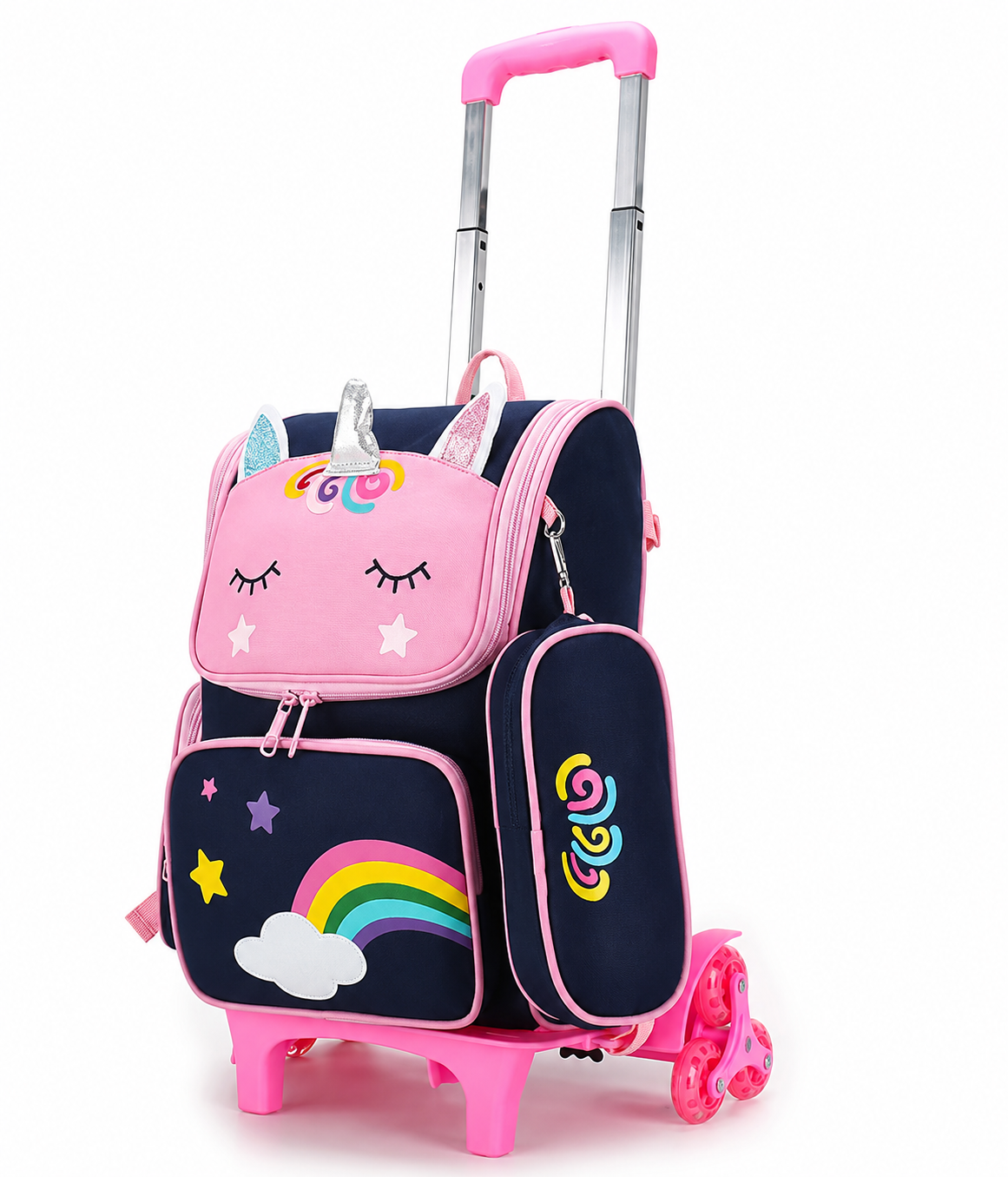 Unicorn Wheeled Backpack With Wheels Rolling For Kids