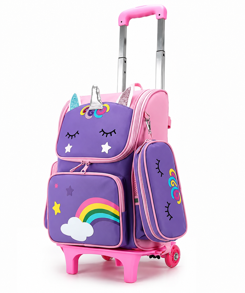 Unicorn Wheeled Backpack With Wheels Rolling For Kids