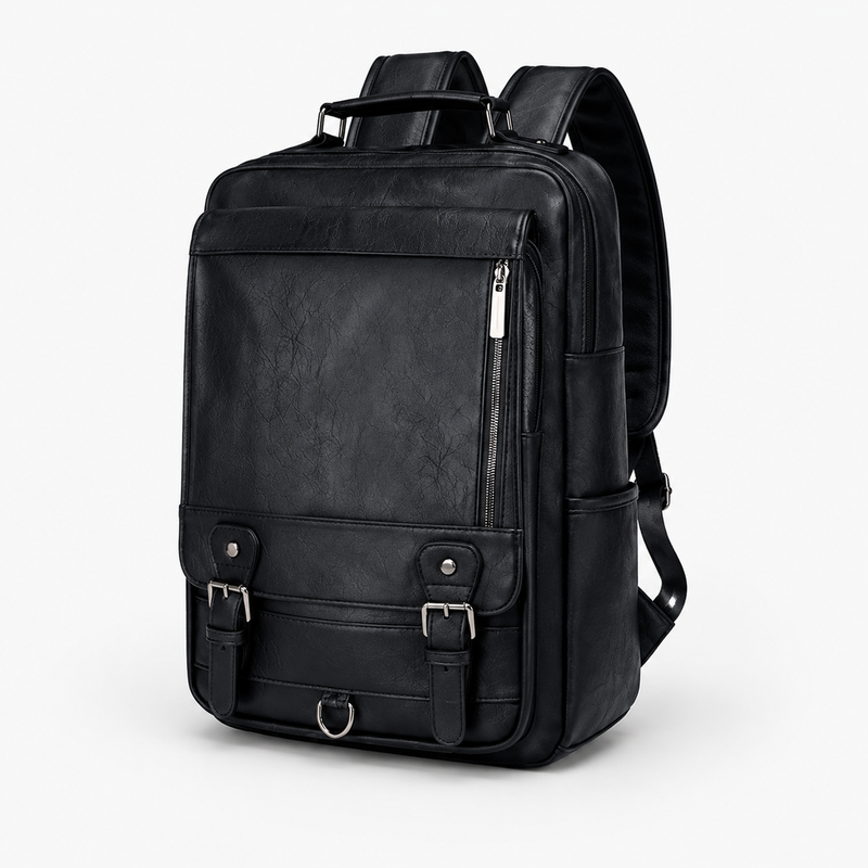 Luxury Brand Man Leather Casual Solid Daypacks Travel Large Capacity Backpack Students 14 inches Laptop School Bag Men