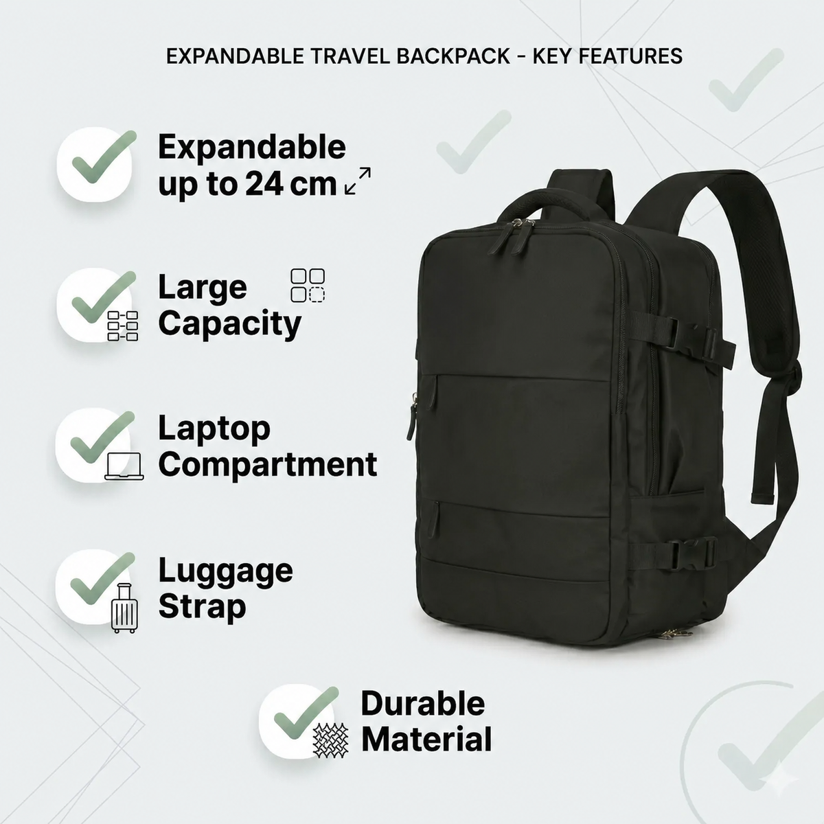 Large Capacity Travel Backpack for Men & Women Laptop & Business Bag for Travel, School & Commuting