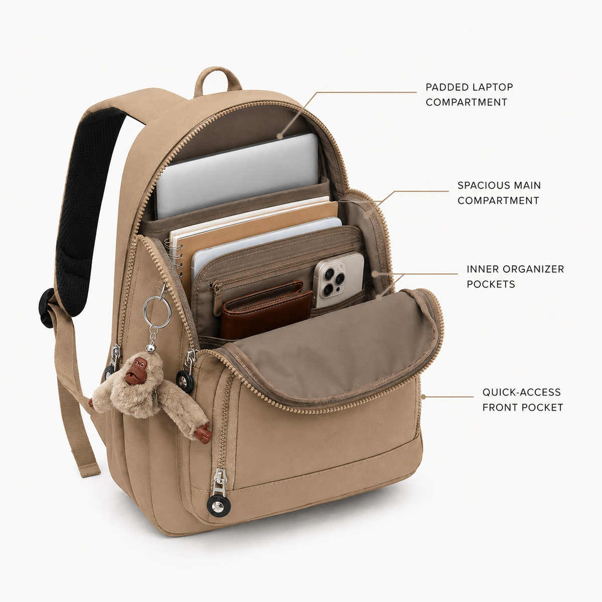 Modern Women’s Large-Capacity Backpack for Travel and Everyday Use