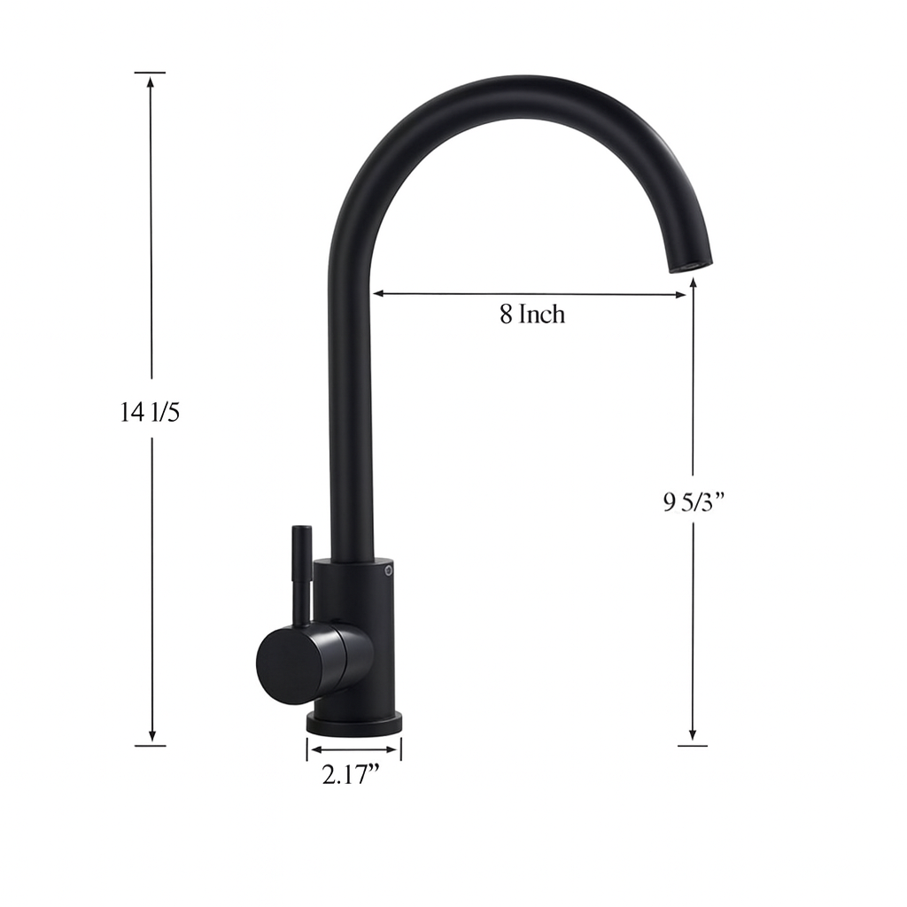High Arc Swivel Faucet – Single Handle Hot & Cold Water