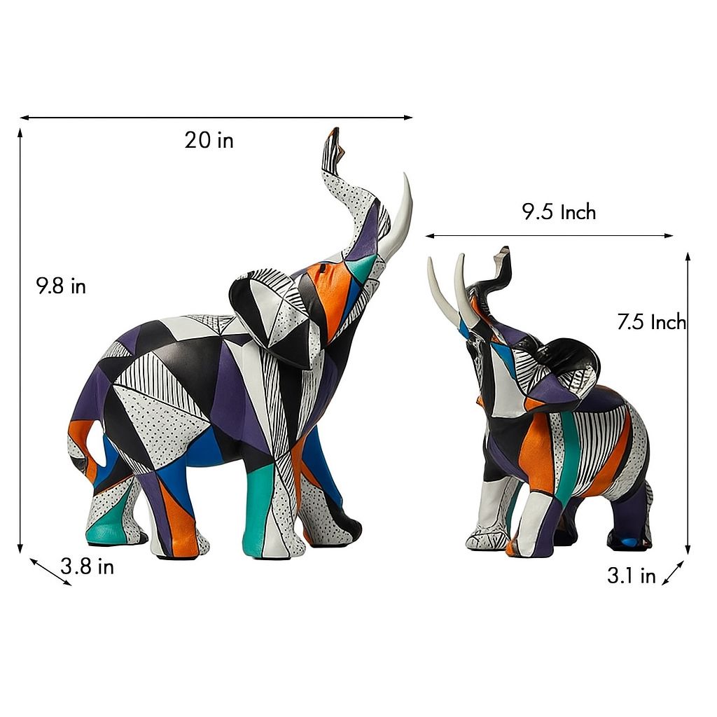 Mosaic Painted Elephant Sculpture
