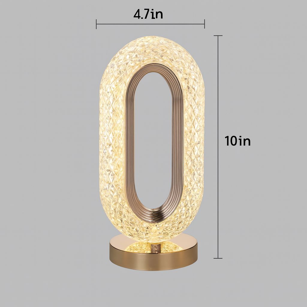 Luxury Oval Crystal Table Lamp for Bedroom & Living Room Decor