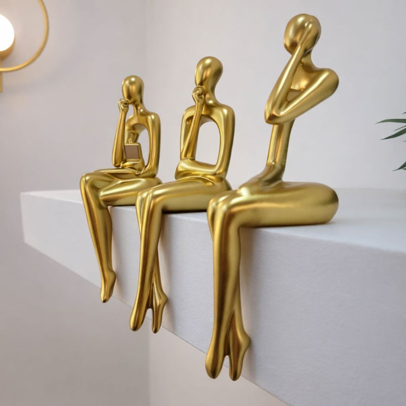 Abstract Thinker Contemporary Decorative Sculpture (Set of 3)