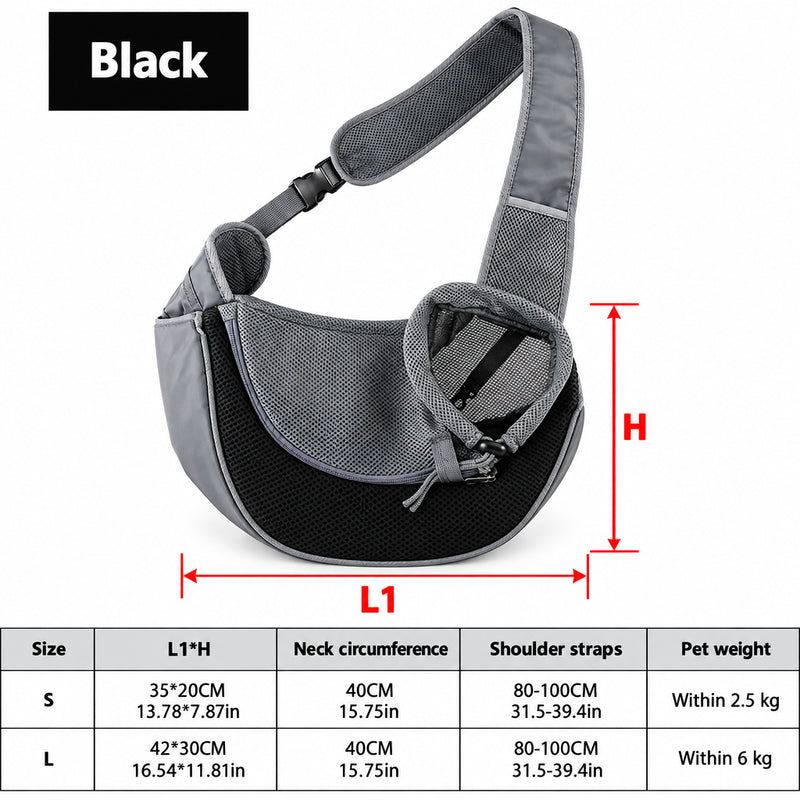 Pet Sling Carrier Bag – Breathable Mesh for Dogs & Cats