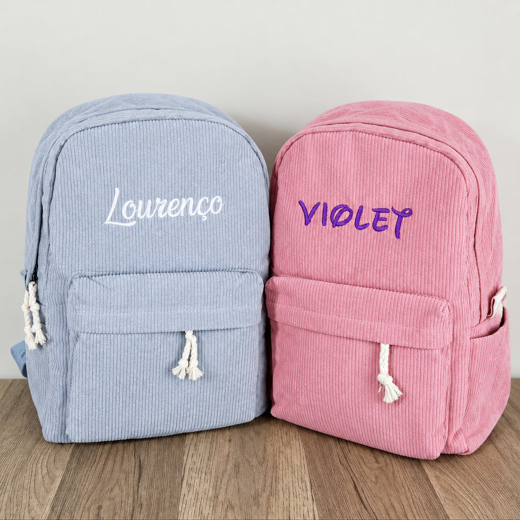 Kids Corduroy Backpack – Personalized Name & Cute School Bag