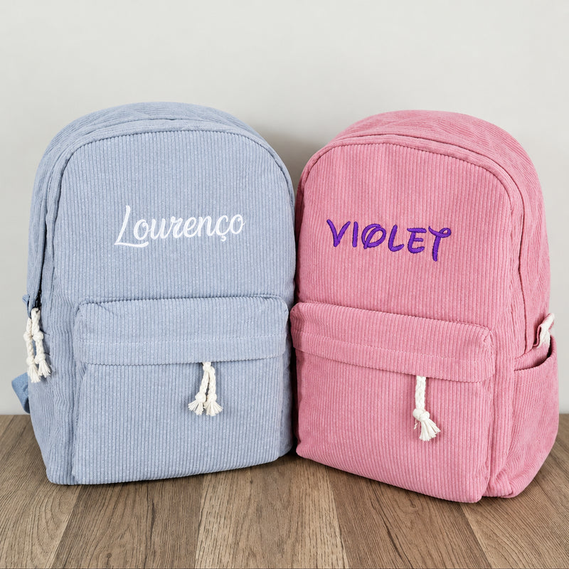 Kids Corduroy Backpack – Personalized Name & Cute School Bag