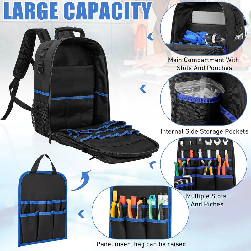 Heavy-Duty Tool Backpack – Water-Resistant, Padded & Removable Organizer