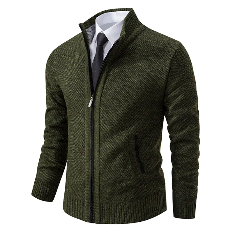 Men’s Fleece Jacket – Warm Stand Collar Zip-Up