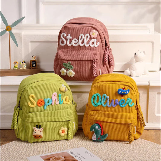 Personalized Kids Backpack – Custom Name, Corduroy & Toddler School Bag