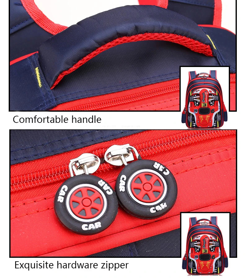Kids 3D Car Backpack – Lightweight, Waterproof & Cute