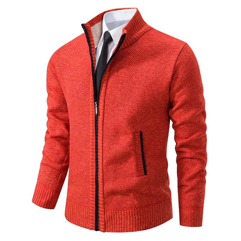 Men’s Fleece Jacket – Warm Stand Collar Zip-Up