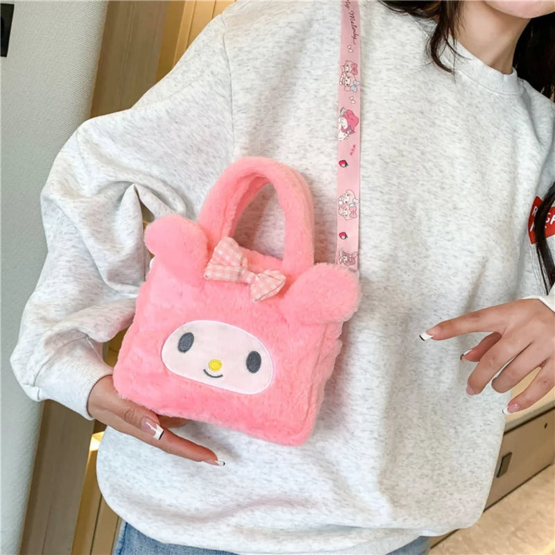 Sanrio Plush Handbag – Kuromi, My Melody & Cinnamoroll Cute Storage Bag