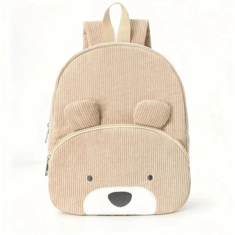 Personalized Bear Kids Backpack | Plush Corduroy School Bag