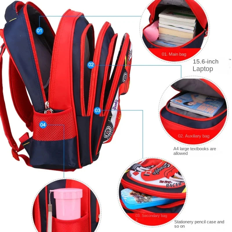 Kids 3D Car Backpack – Lightweight, Waterproof & Cute