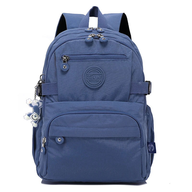 Waterproof Nylon Backpack for Women & Girls – Spacious Multi-Pocket Travel & School Bag