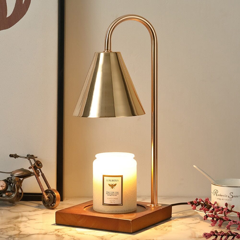 Modern Electric Candle Warmer Lamp with Wooden Base