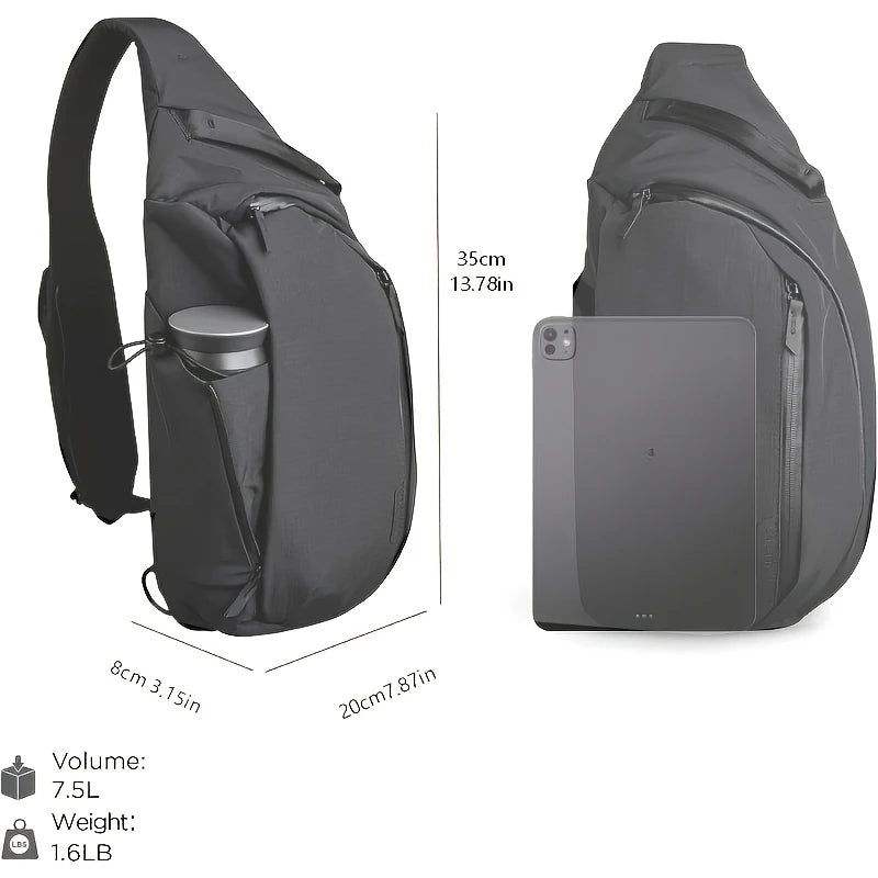 7.5L Shoulder Chest Bag – Crossbody Sling Backpack for Tablet