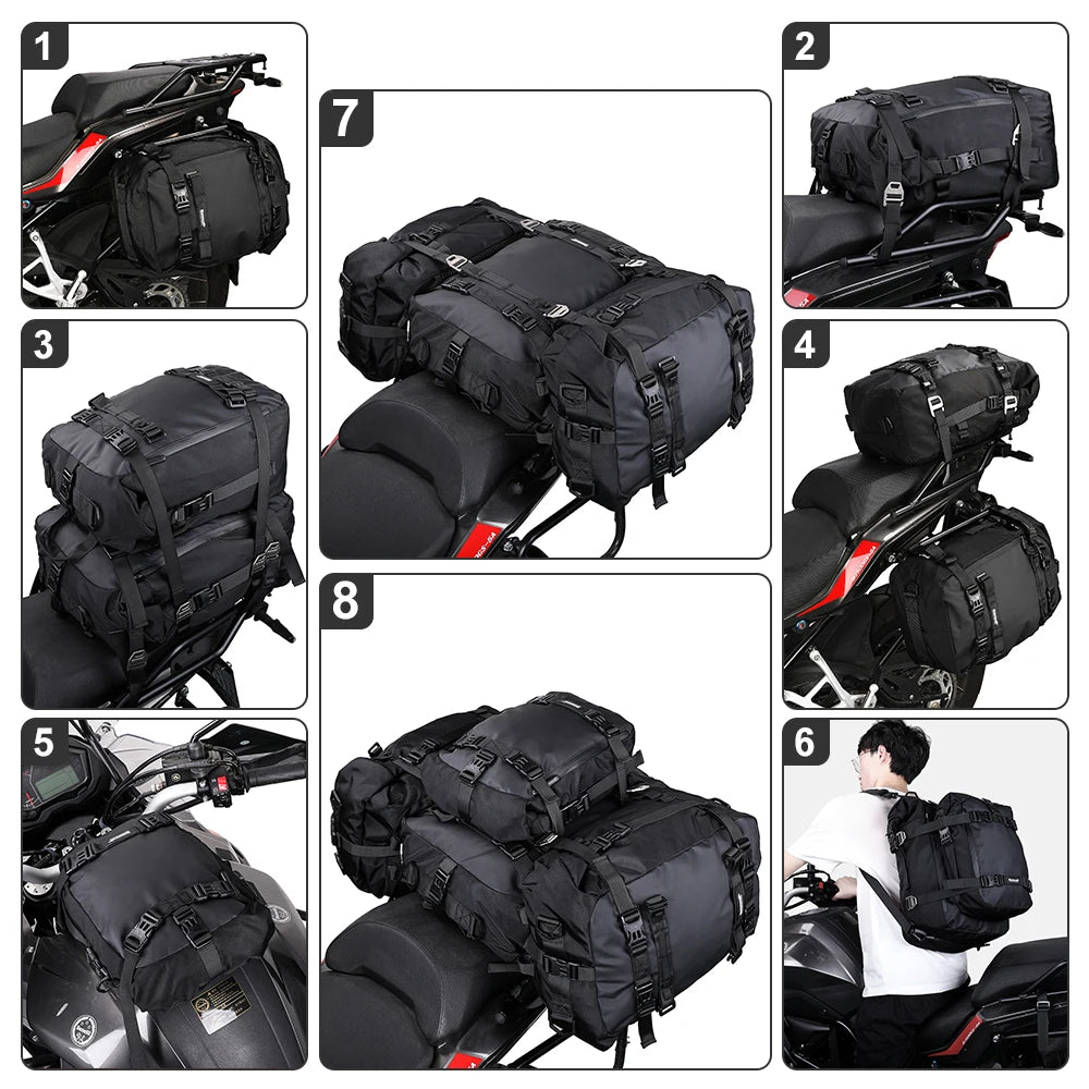 Rhinowalk Motorcycle Saddle Bag – Waterproof 10/20/30L Multifunctional Luggage