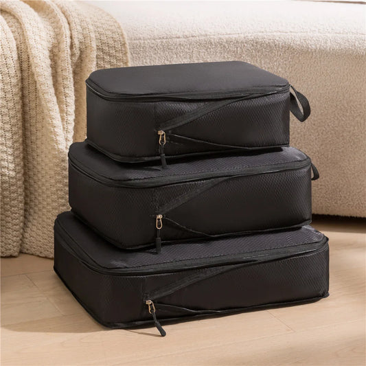 3-Piece Waterproof Travel Packing Bags – Space-Saving Luggage Organizer Set