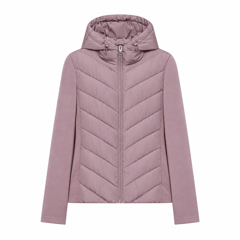 Women’s Patchwork Hooded Jacket – Elegant Sporty Style