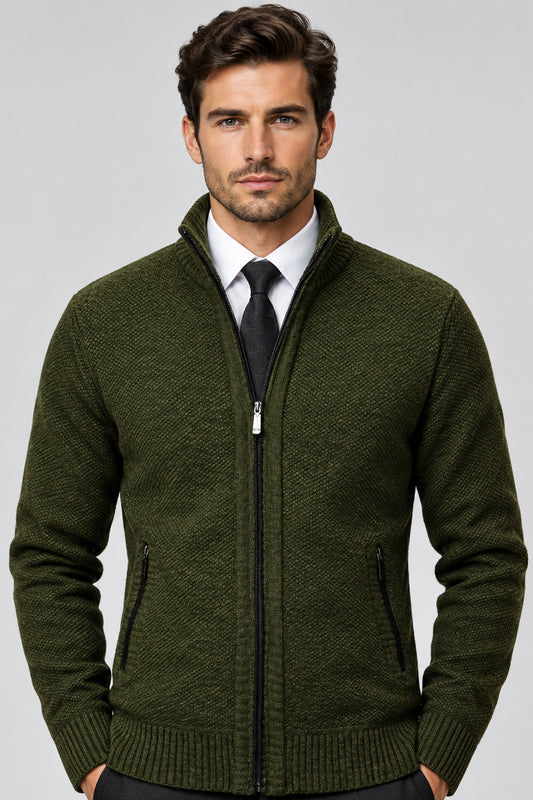 Men’s Fleece Jacket – Warm Stand Collar Zip-Up