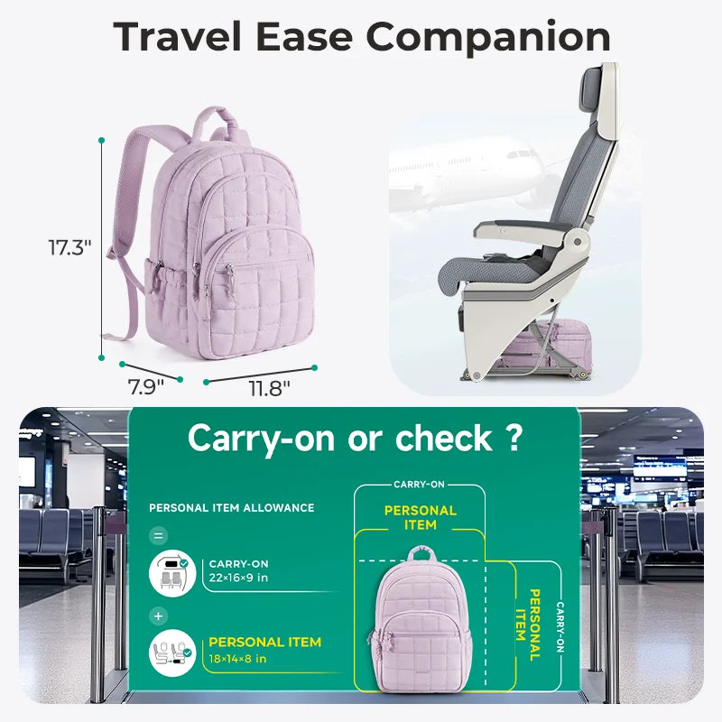 Women’s Quilted Travel Backpack – Stylish Laptop & Everyday Bag