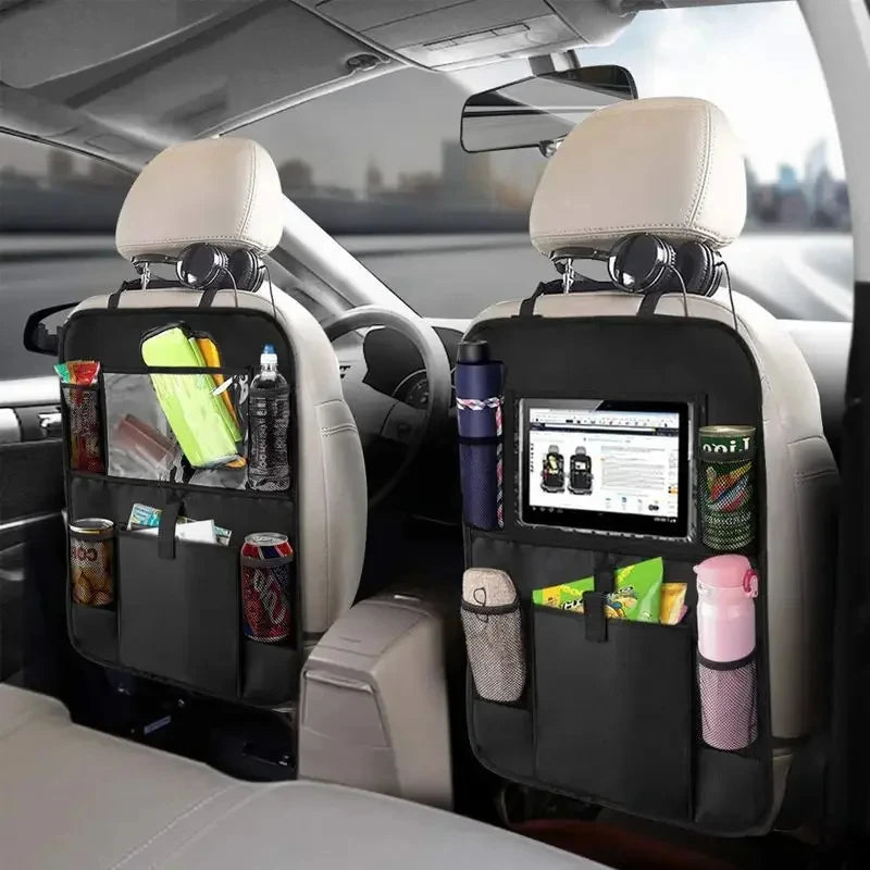 Multifunctional Car Seat Organizer – Oxford Fabric, Multi-Pocket & Tablet Holder