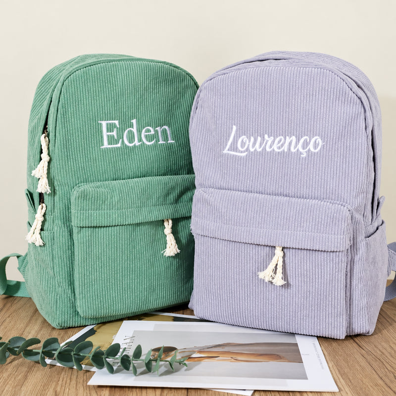 Kids Corduroy Backpack – Personalized Name & Cute School Bag
