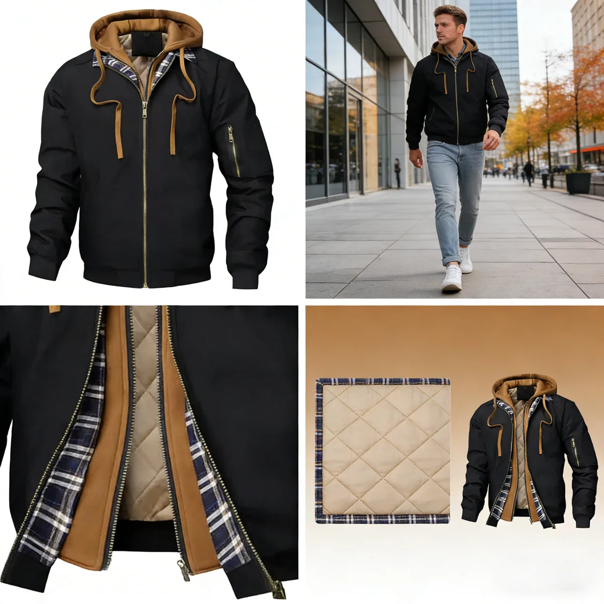 Men's Thermal Hooded Windbreaker – Warm Outdoor Winter Jacket