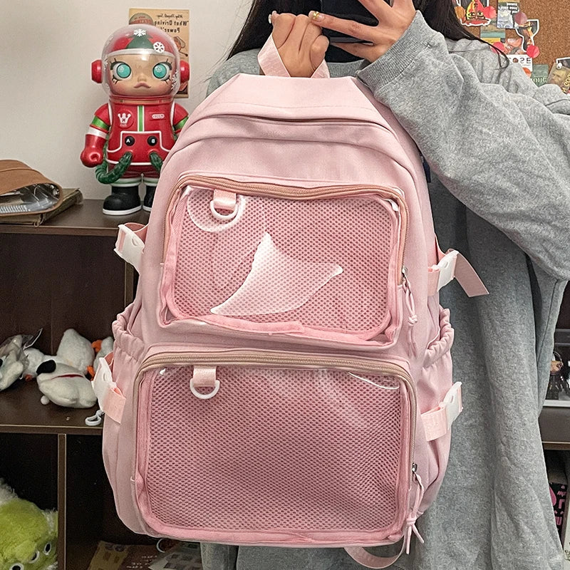 Japanese Style Transparent Ita Backpack – Large Capacity Fashion School Bag